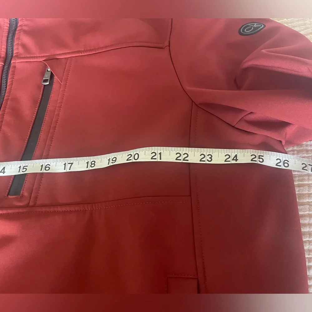 Calvin Klein Fleece Lined Softshell Jacket XL Burgundy Stretch Athleisure Zip Up